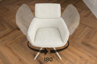 Drehbarer Retro Stuhl UNIQUE beige Chenille Cremona Metall champagner-beige