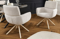 Drehbarer Retro Stuhl UNIQUE beige Chenille Cremona Metall champagner-beige