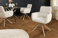 Drehbarer Retro Stuhl UNIQUE beige Chenille Cremona Metall champagner-beige