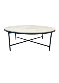 MARBELLOUS Couchtisch weißer Marmor rund Metall schwarz 100x100