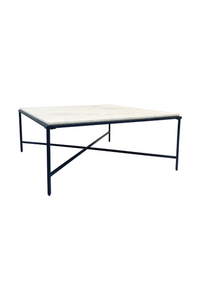 MARBELLOUS Couchtisch weißer Marmor quadratisch Metall schwarz 92x92