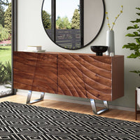 GATSBY design sideboard 160cm brown matt gold mango wood retro