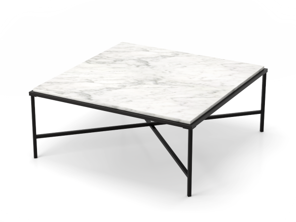 MARBELLOUS Couchtisch weißer Marmor quadratisch Metall schwarz 92x92