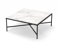 MARBELLOUS Couchtisch weißer Marmor quadratisch Metall schwarz 92x92