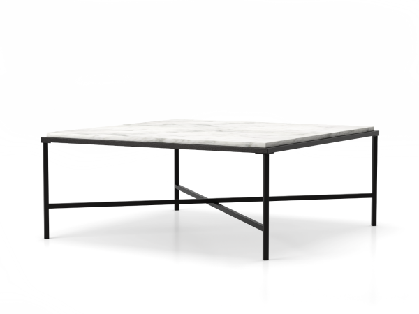 MARBELLOUS Couchtisch weißer Marmor quadratisch Metall schwarz 92x92