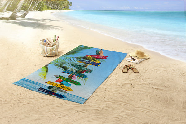 BeachTowel Poly Velours Guten Morgen Multi - Gesloten