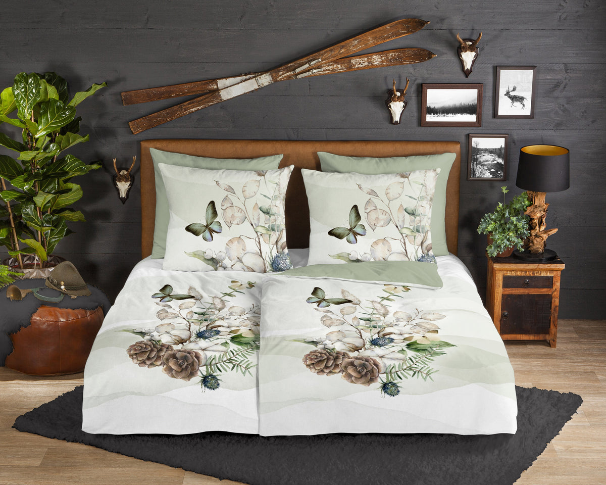 Guten Morgen Flanellen Duvet Cover "Marjan" - Grün - Rits