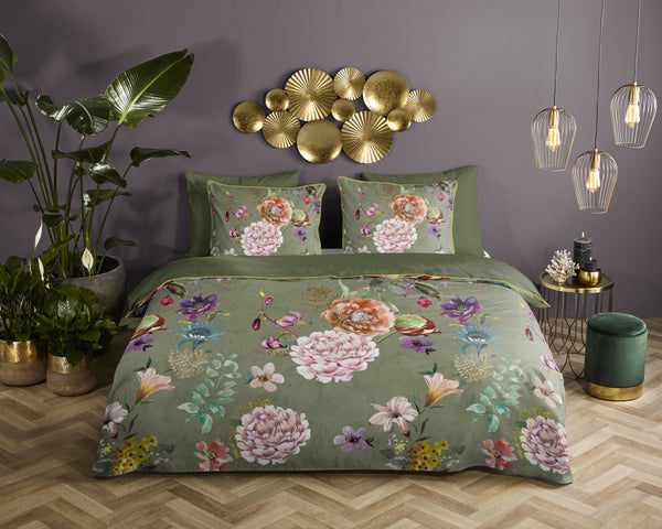 Descanso Satin Duvet Cover "Parma" - Grün - Dubbele instopflap