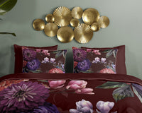 Descanso Satin Duvet Cover "Bloomie" - Bordeaux - Dubbele instopflap