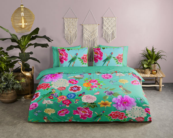 Glück Percale Duvet Cover "Suzy" - Aqua - Dubbele instopflap