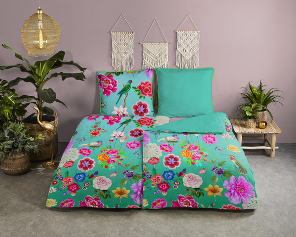 Glück Percale Duvet Cover "Suzy" - Aqua - Rits