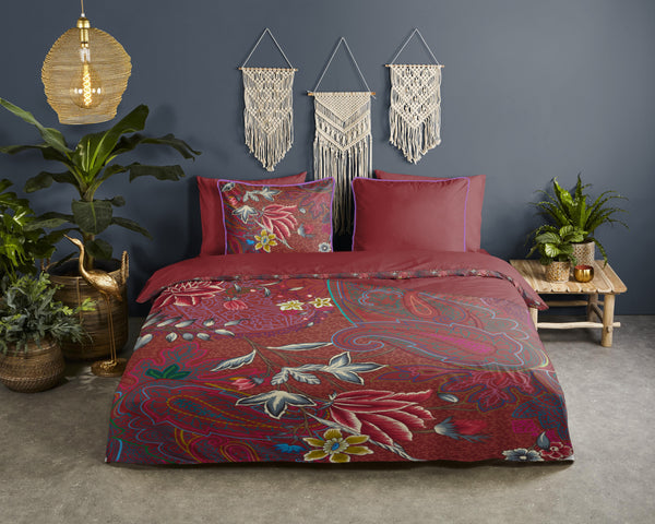 Glück Percal Duvet Cover "Ruby" - Rot - Dubbele instopflap