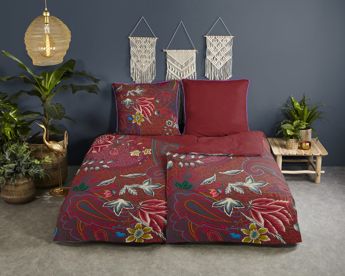 Glück Percal Duvet Cover "Ruby" - Rot - Rits