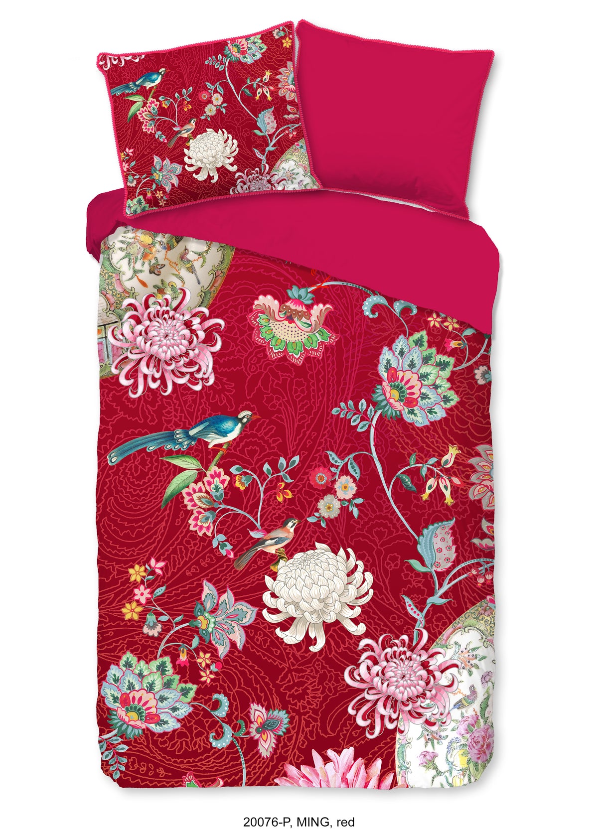 Glück Percal Duvet Cover "Ming" - Rot - Dubbele instopflap