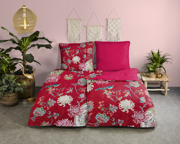 Glück Percal Duvet Cover "Ming" - Rot - Rits