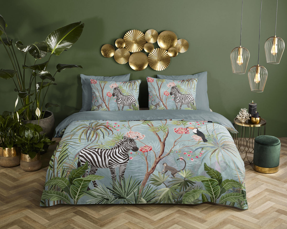 Descanso Satin Duvet Cover "Yasmin" - Aqua - Dubbele instopflap