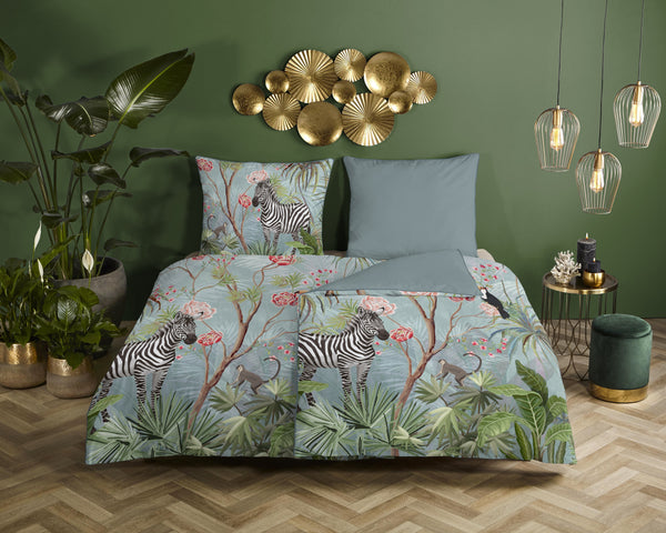 Descanso Satin Duvet Cover "Yasmin" - Aqua - Rits