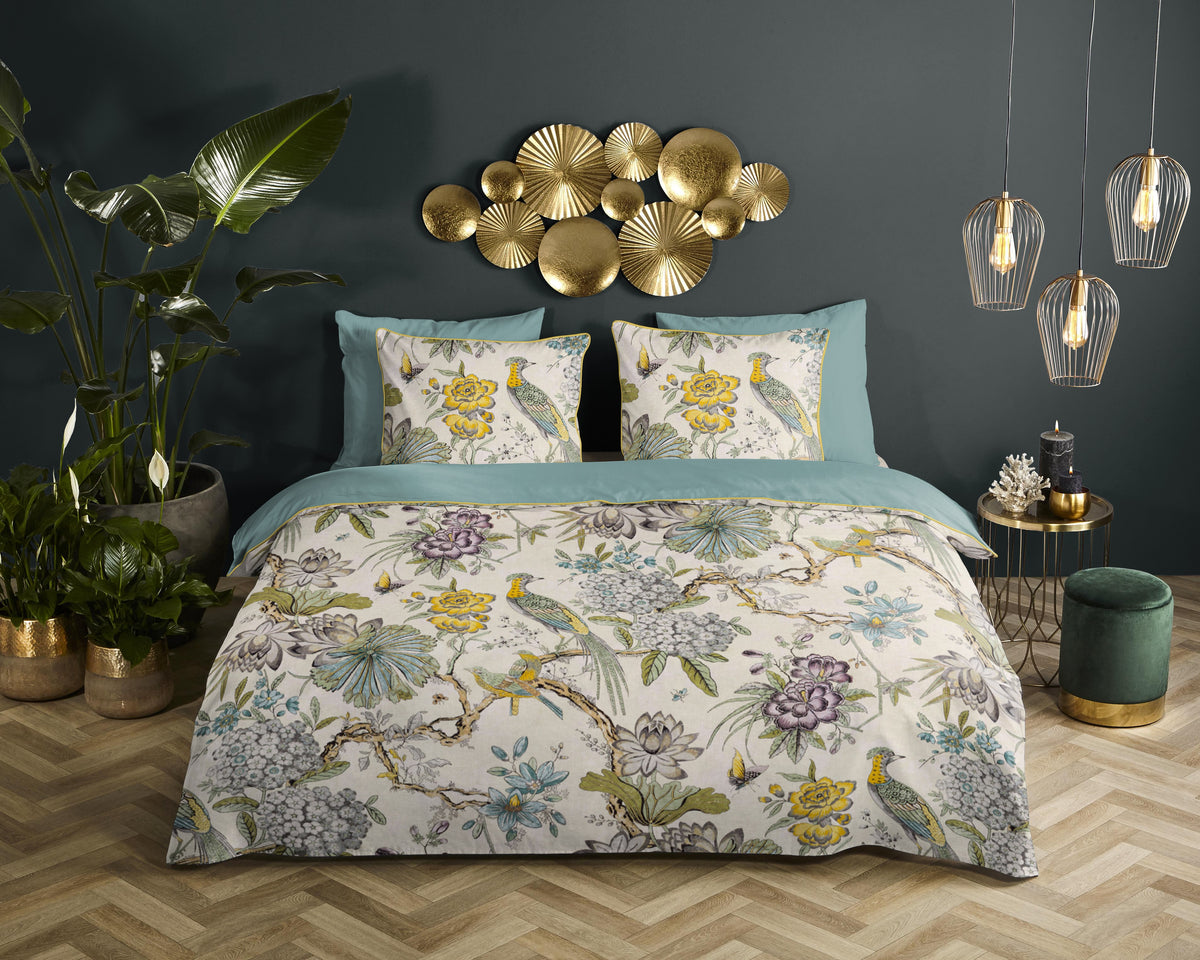 Descanso Satin Duvet Cover "Wood" - Multi - Dubbele instopflap