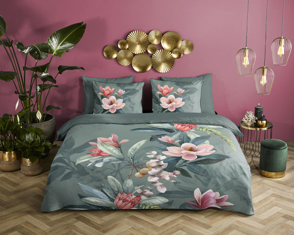 Descanso Satin Duvet Cover "Parler" - Grün - Dubbele instopflap