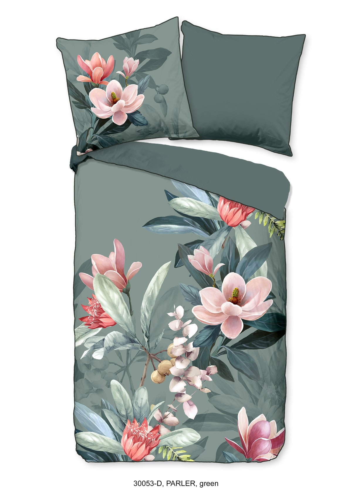 Descanso Satin Duvet Cover "Parler" - Grün - Rits