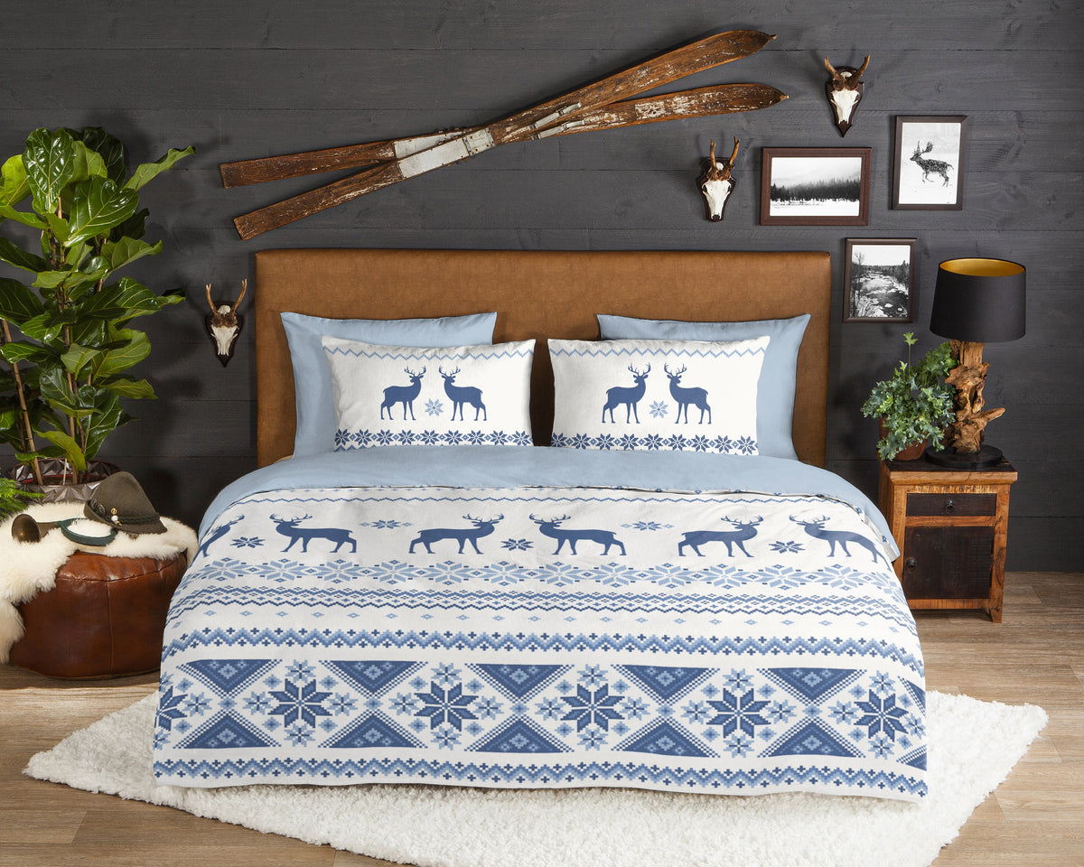 Guten Morgen Flanellen Duvet Cover "Nordic" - Blau - Dubbele instopflap