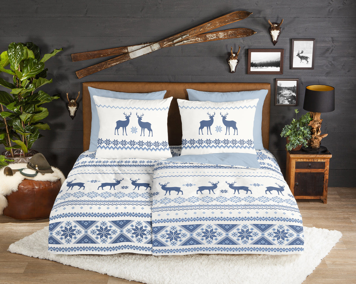 Guten Morgen Flanellen Duvet Cover "Nordic" - Blau - Rits