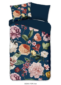 Descanso Satin Duvet Cover "Fiori" - Blau - Dubbele instopflap