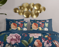 Descanso Satin Duvet Cover "Fiori" - Blau - Dubbele instopflap