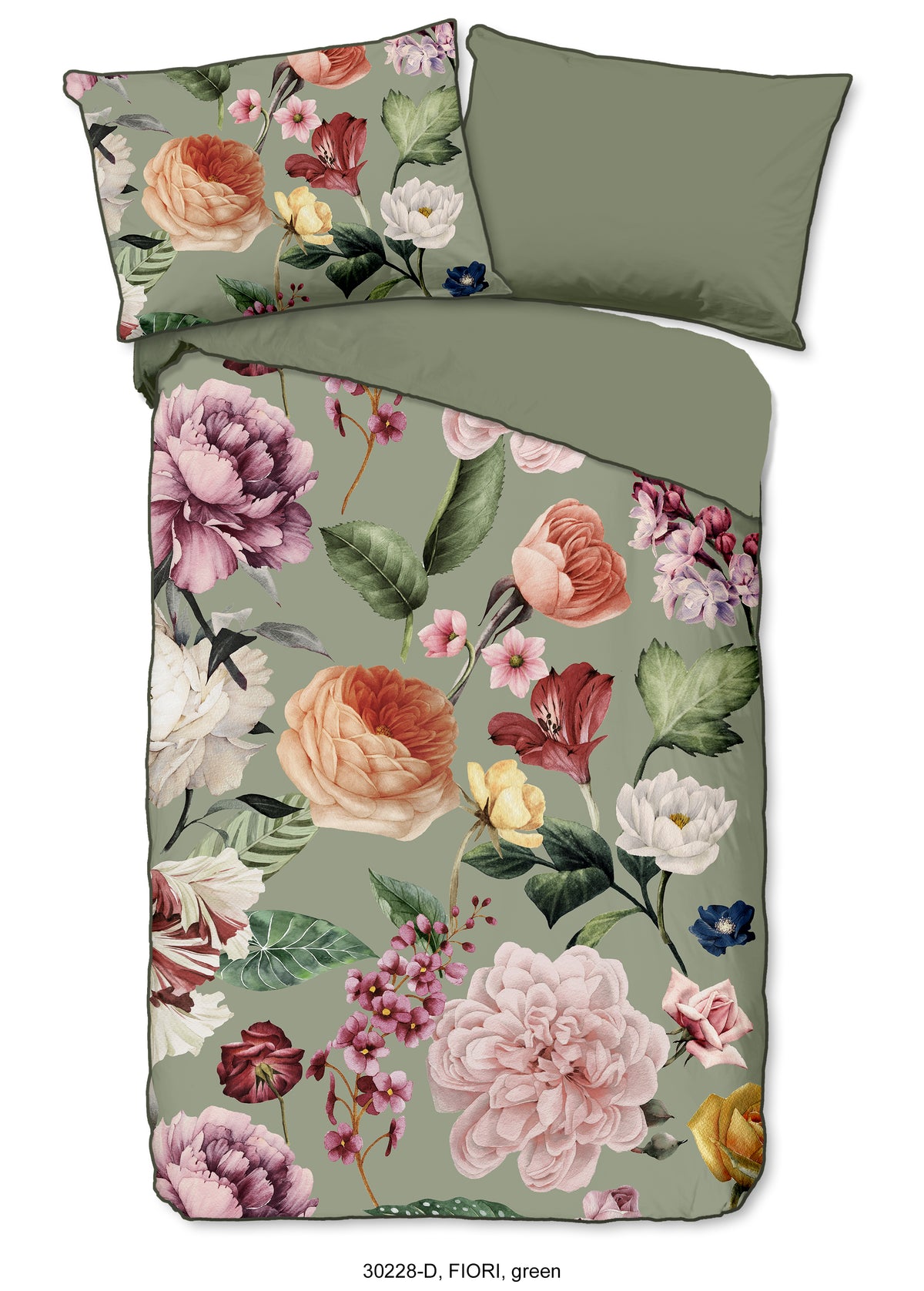 Descanso Satin Duvet Cover - Grün - Rits