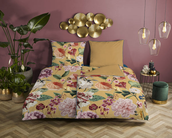 Descanso Satin Duvet Cover "Fiori" - Oker - Rits