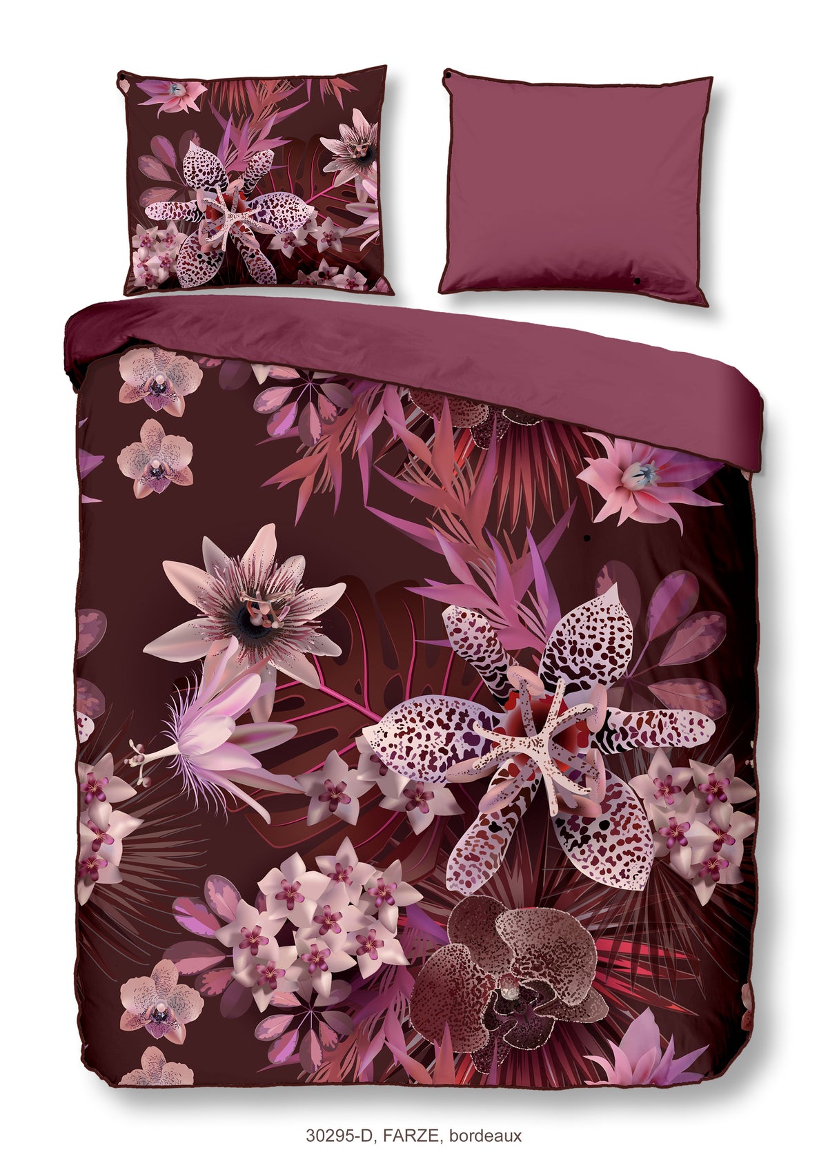 Descanso Satin Duvet Cover "Farze" - Bordeaux - Dubbele instopflap