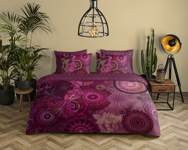 Hip Satin Duvet Cover "Miska" - Bordeaux - Dubbele instopflap