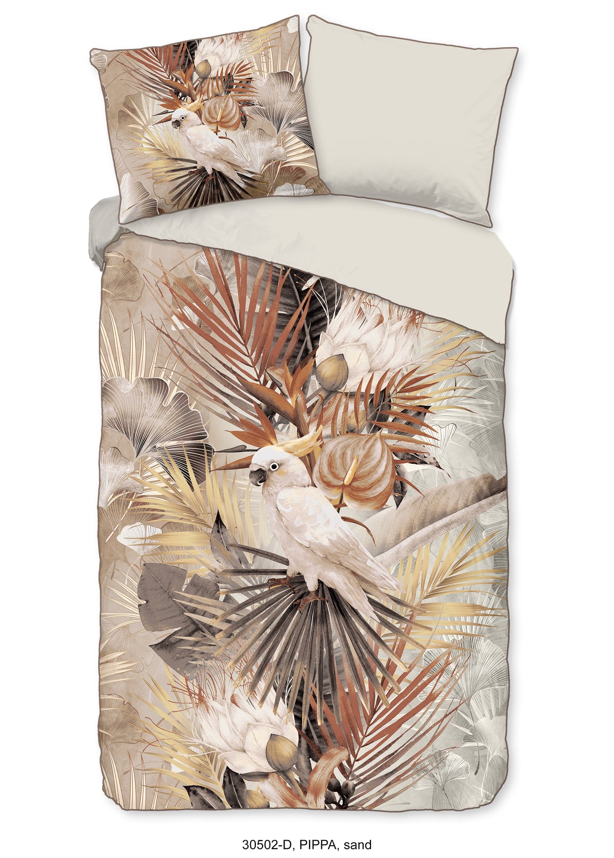 Descanso Satin Duvet Cover "Pippa" - Sand - Dubbele instopflap