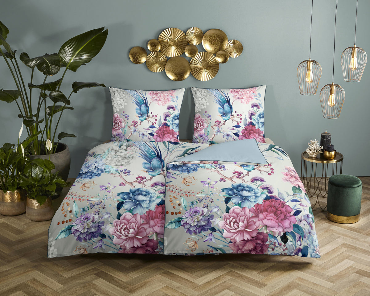 Descanso Satin Duvet Cover "Mondet" - Grau - Rits