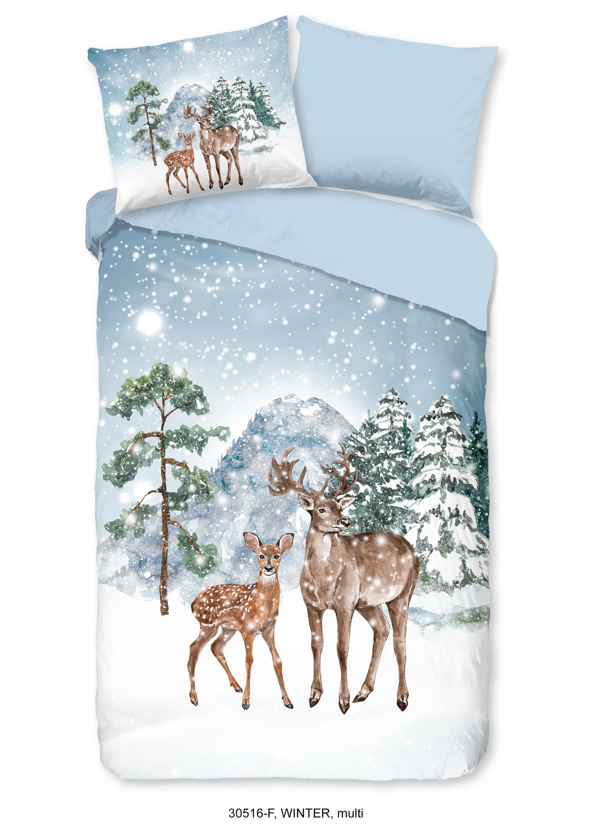 Guten Morgen Flanellen Duvet Cover "Winter" - Multi - Dubbele instopflap