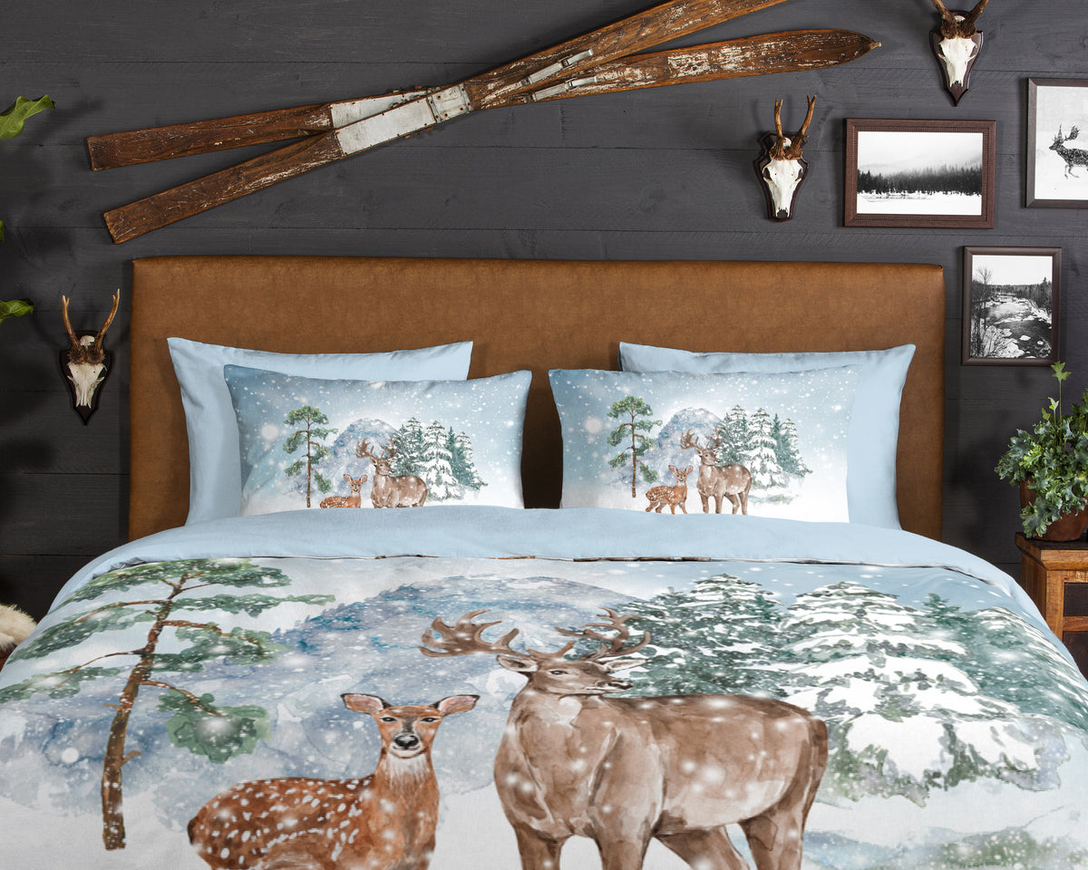 Guten Morgen Flanellen Duvet Cover "Winter" - Multi - Dubbele instopflap