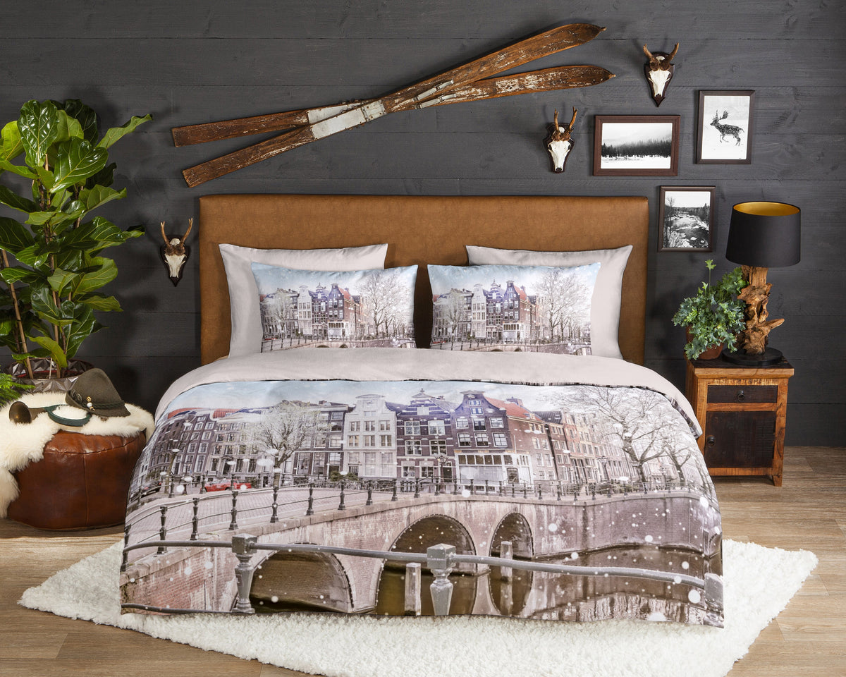 Guten Morgen Flanellen Duvet Cover "Amsterdam" - Multi - Dubbele instopflap