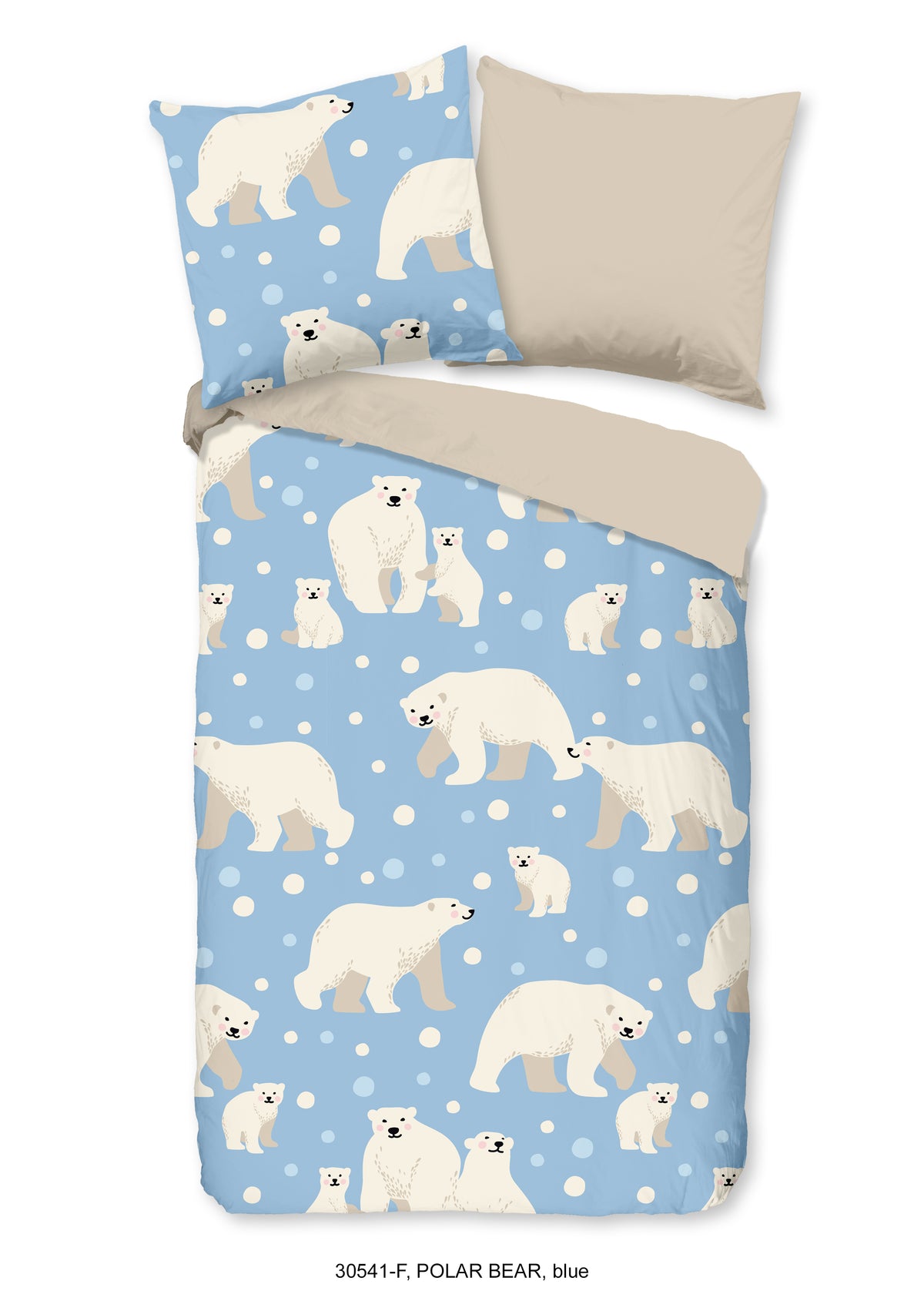 Guten Morgen Flanellen Children's Cupbed Cover "Polar Bear" - Blau - Rits