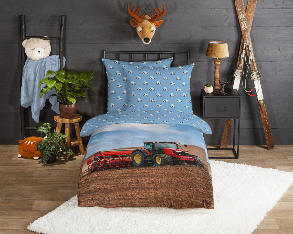 Guten Morgen Flanellen Duvet Cover "Traktor" - Multi - Rits