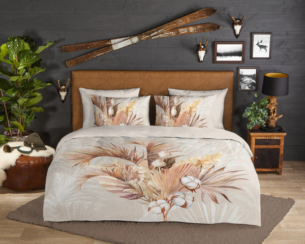 Guten Morgen Flanellen Duvet Cover "Gia" - Sand - Dubbele instopflap