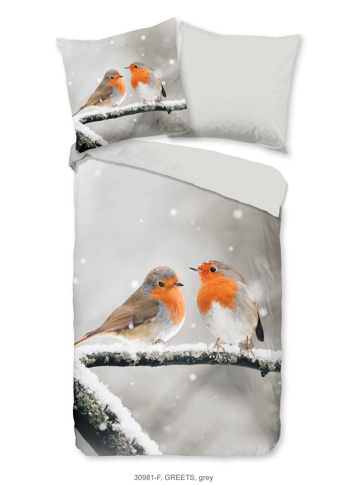 Guten Morgen Flanellen Duvet Cover "Greets" - Grau - Rits