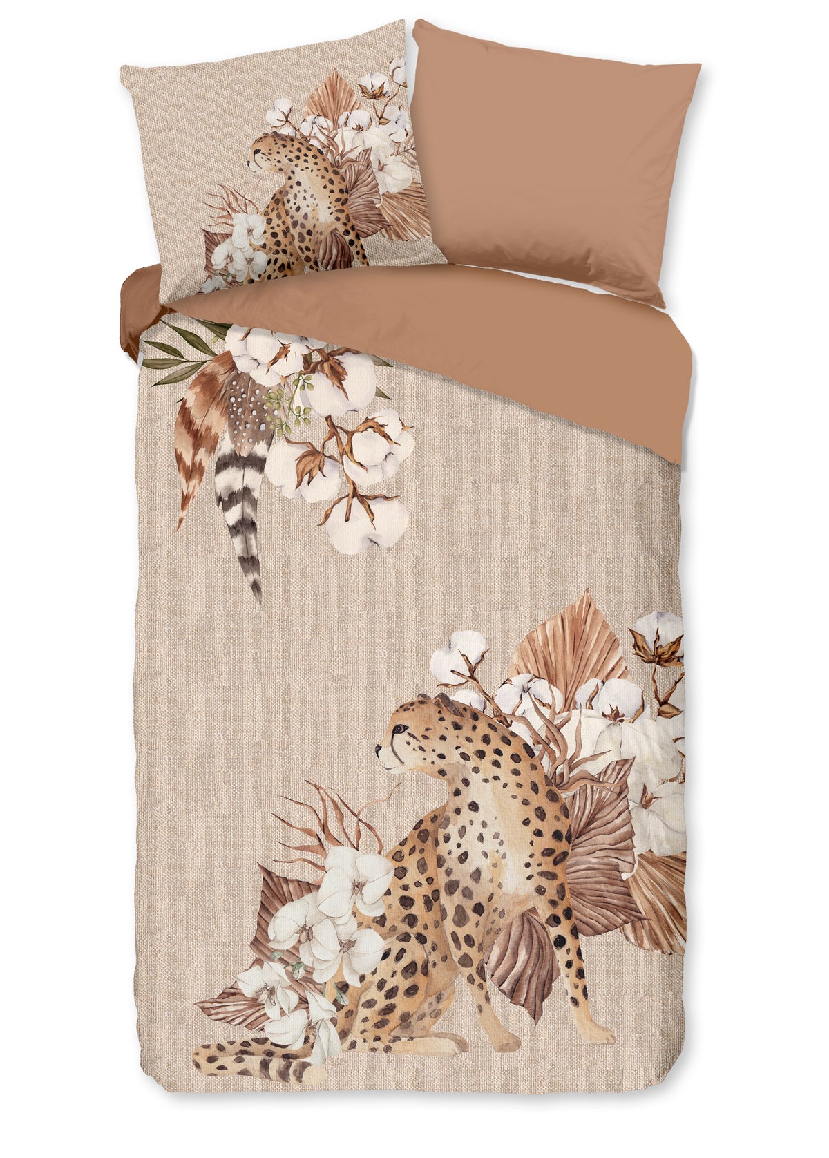 Guten Morgen Flanellen Duvet Cover "Chevy" - Sand - Dubbele instopflap