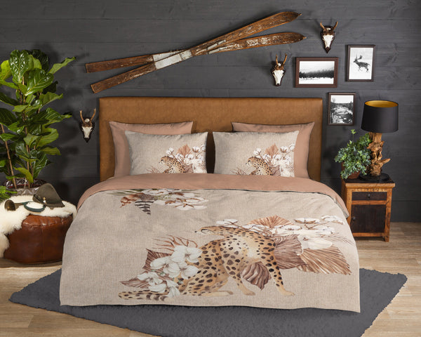 Guten Morgen Flanellen Duvet Cover "Chevy" - Sand - Dubbele instopflap