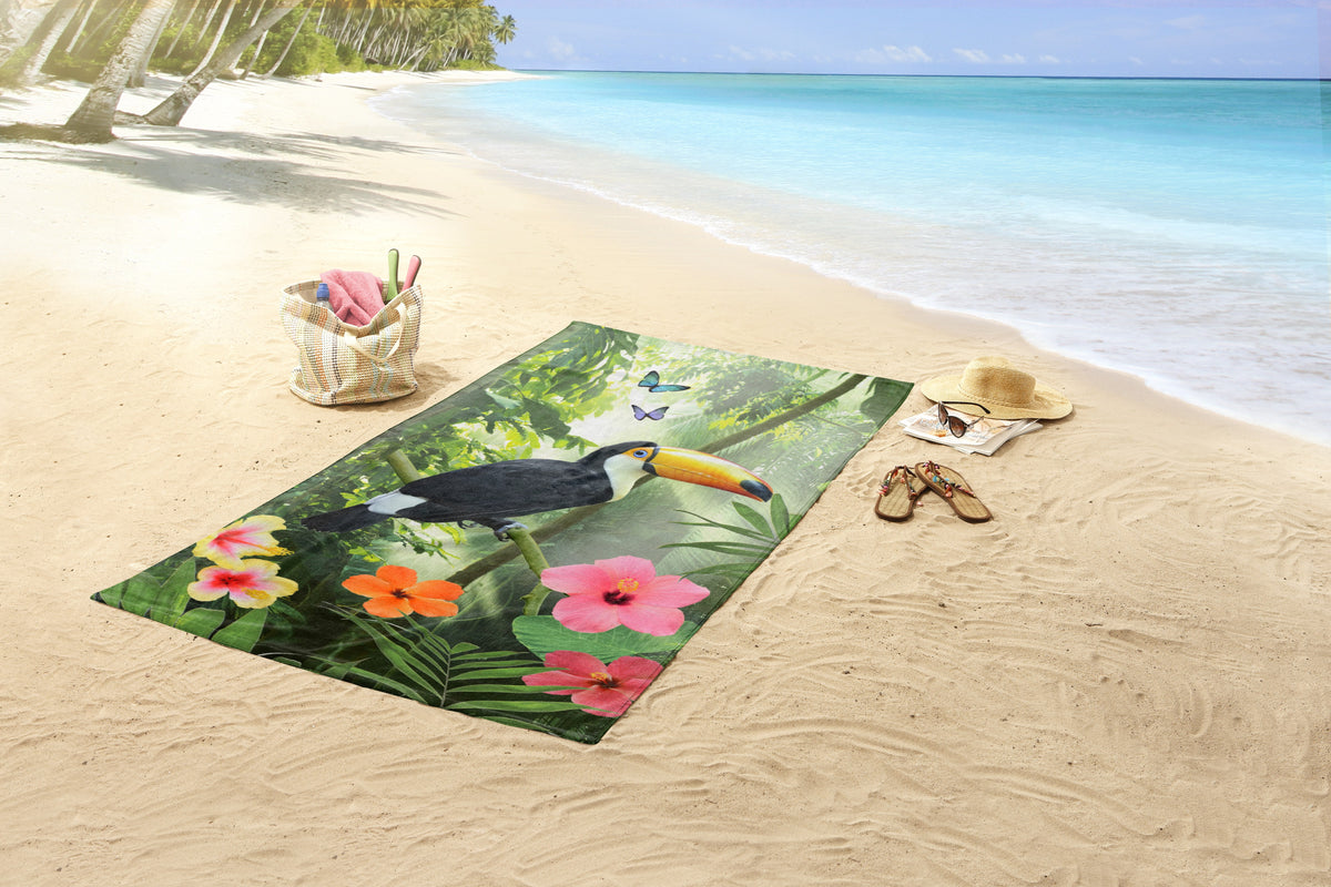 BeachTowel Poly Velours Guten Morgen Grün - Gesloten