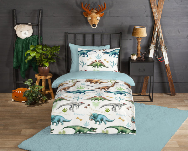 Guten Morgen Flanellen Duvet Cover "Dino" - Multi - Rits