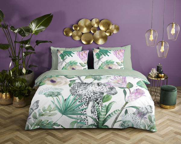 Descanso Satin Duvet Cover "Volterra" - Grün - Dubbele instopflap