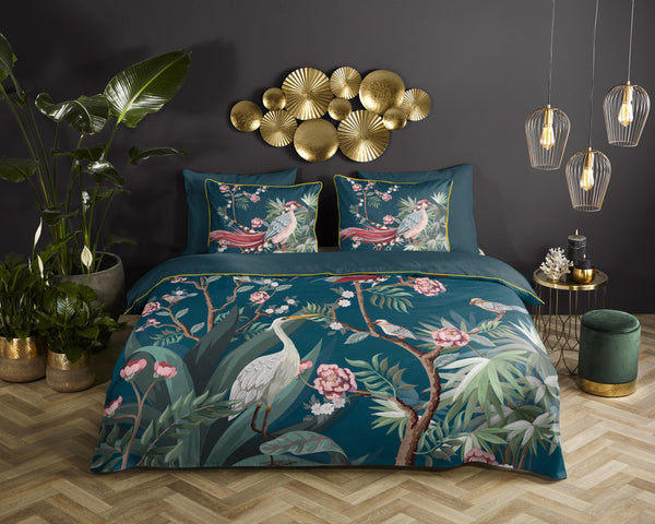 Descanso Satin Duvet Cover "Sarenza" - Benzin - Dubbele instopflap