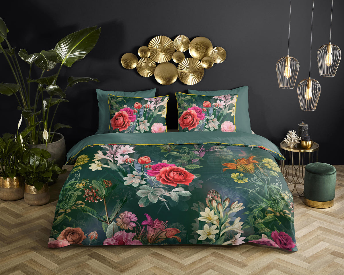 Descanso Satin Duvet Cover "Simone" - Grün - Dubbele instopflap